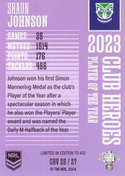 2024 NRL Traders Titanium - Club Heroes Violet #CHV25 Shaun Johnson Back